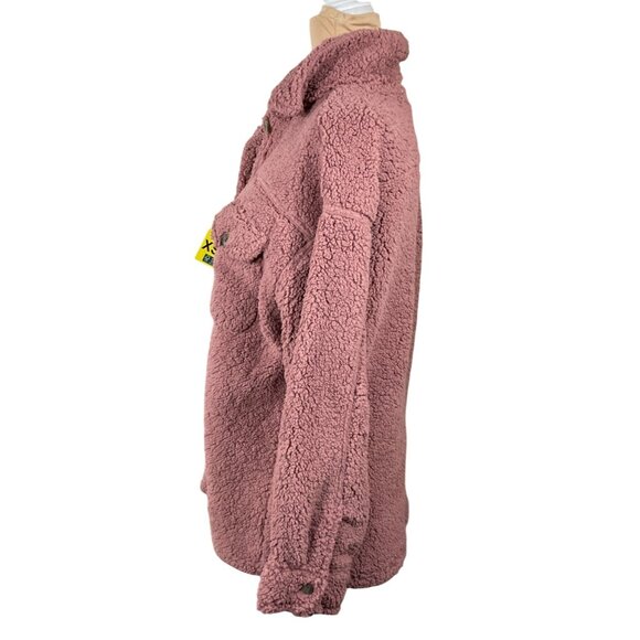 New 32 Degrees Fuzzy Shacket Jacket Dusty Pink Size XS/S Snap Front - Picture 2 of 8